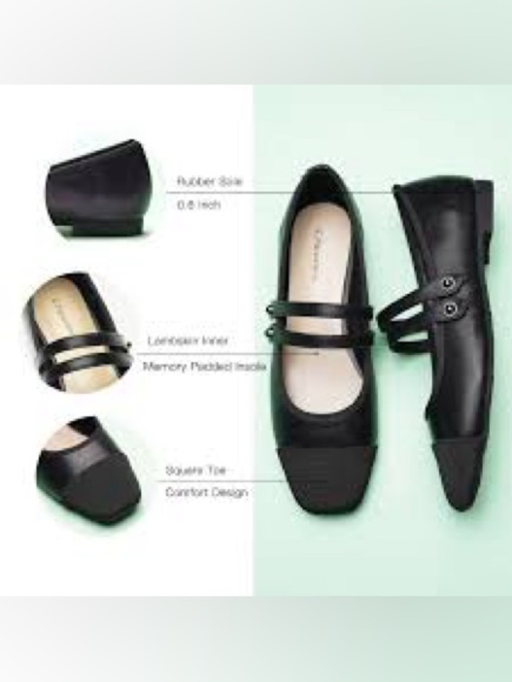 C. Paravano Double-Strap Mary Jane NWB Black size 39 size 8 1/2